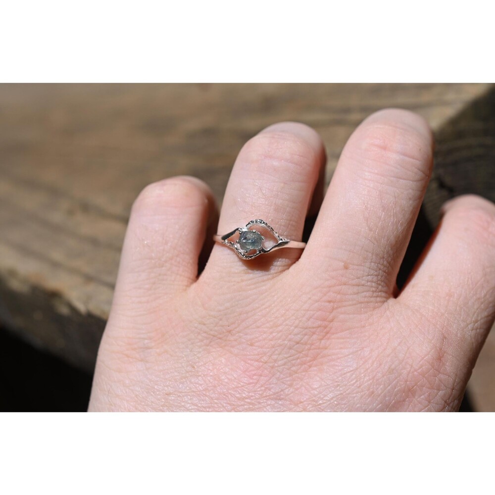 Natural blue Montana sapphire engagement ring, size 10